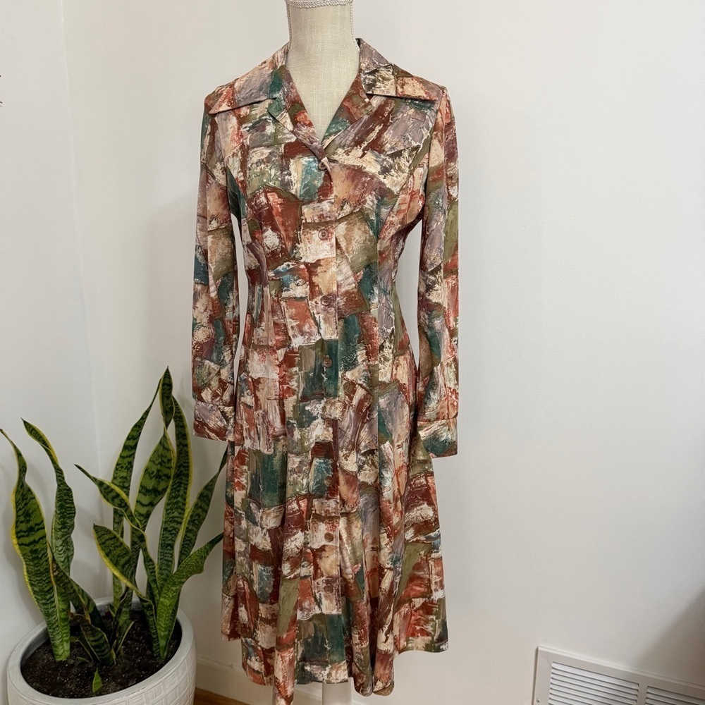 Vintage 70’s Country Miss Collar Chic Button Up Dress - Picture 3 of 10
